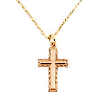 9ct gold 22 inch Cross Pendant with chain